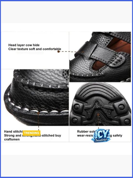 Men\'s Leather Fisherman Sandals - Closed Toe Adjustable Straps Non-Slip Outdoor main image 4